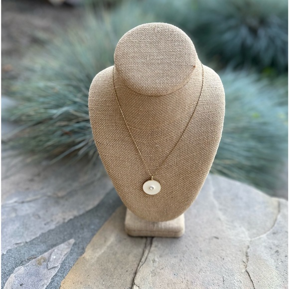 Kate Spade Idiom Reversible Necklace - Clean Slate gold white circle coin - Picture 10 of 16